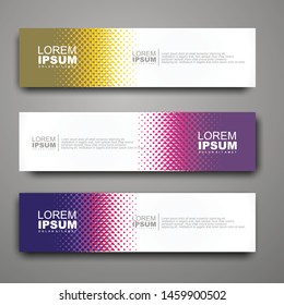 Vector abstract web banner design template with halftone pattern.
