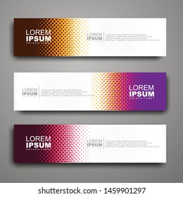 Vector abstract web banner design template with halftone pattern.