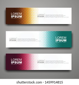 Vector abstract web banner design template with halftone pattern.
