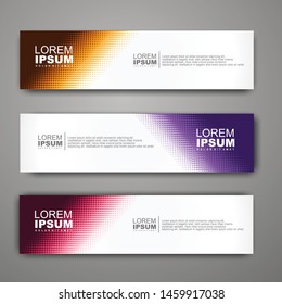 Vector abstract web banner design template with halftone pattern.