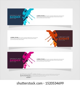 Vector abstract web banner design template. Collection of web banner template. Abstract brush web design banner. Can used for header, footer, layout, letterhed, landing page, social media promotion.