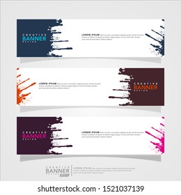 Vector abstract web banner design template. Collection of web banner template. Abstract brush web design banner. Can used for header, footer, layout, letterhed, landing page, social media promotion.