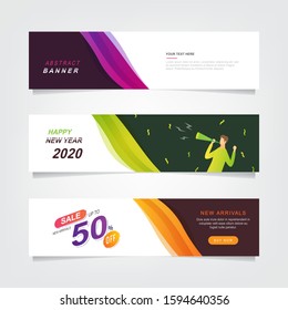 Vector abstract web banner design template. Collection of web banner template. Abstract wavy web design banner template for corporate, sale banner and header social media.