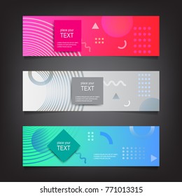 
Vector abstract web banner design template. Abstract geometric design banner web template on grey background. Header footer Web Design Elements. Collection of web banner template