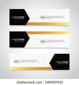 Vector abstract web GOLD banner design template. Collection of web banner template. Abstract geometric web design banner template isolated on grey background. Header - landing page Web Design Elements
