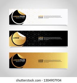 Vector abstract web GOLD banner design template. Collection of web banner template. Abstract geometric web design banner template isolated on grey background. Header - landing page Web Design Elements