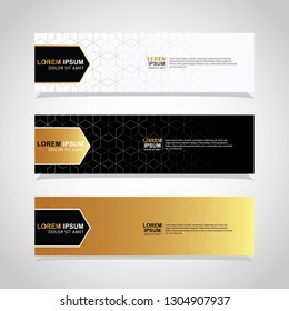 Vector abstract web GOLD banner design template. Collection of web banner template. Abstract geometric web design banner template isolated on grey background. Header - landing page Web Design Elements