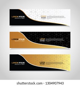 Vector abstract web GOLD banner design template. Collection of web banner template. Abstract geometric web design banner template isolated on grey background. Header - landing page Web Design Elements