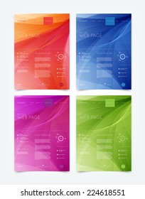 Vector abstract website design templates collection with smooth dynamic wave backgrounds