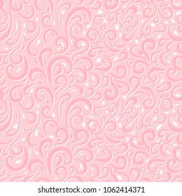 Vector abstract wedding lace. Seamless pattern. Cute hand drawn curls isolated on a pink color trend background.