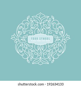 Vector abstract wedding monogram - outline illustration - with copy space for text - logo design template