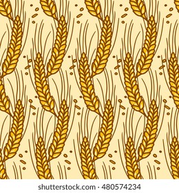 Vector abstract wheat field seamless pattern
