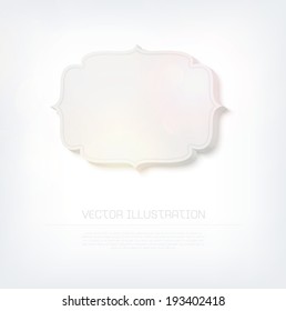 Vector abstract white 3d retro badge / banner.