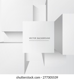 Vector abstract white 3d squares. Background with squares element