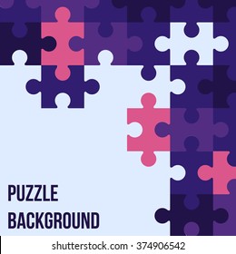 Vector Abstract white background made from colored puzzle pieces and place for your content