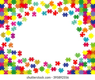 Vector Abstract white background made from color puzzle pieces and place for your content