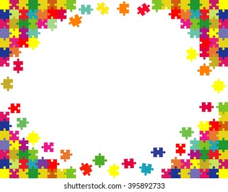 Vector Abstract white background made from color puzzle pieces and place for your content