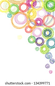 Vector abstract white background with multicolored rainbow circles