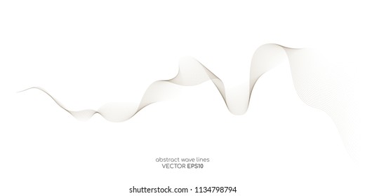 Vector abstract white background with transparent wave lines isolated on white background