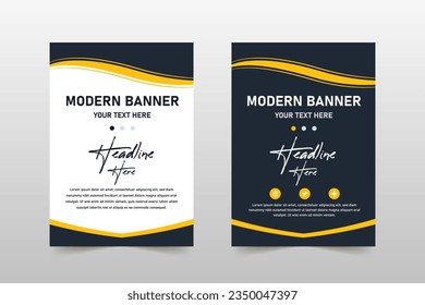 Modelo de Banner Empresarial con Curvas en Blanco y Negro Resumen de Vectores, se puede usar para diseños de negocios, diseños de presentaciones o cualquier diseño adecuado.