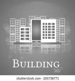 Vector Abstract  White Building Isolated On Background