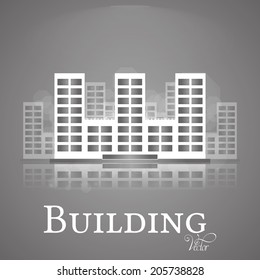 Vector Abstract  White Building Isolated On Background