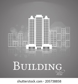 Vector Abstract  White Building Isolated On Background