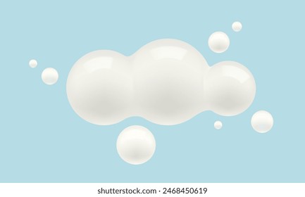 Vector abstract white cloud in realistic style. Vector digital cloud.