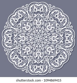 Vector abstract white decorative floral ethnic round ornamental illustration. 