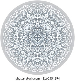 Vector abstract white decorative floral ethnic round ornamental illustration. 