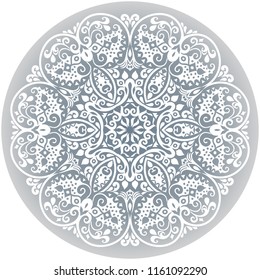 Vector abstract white decorative floral ethnic round ornamental illustration. 