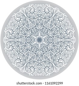 Vector abstract white decorative floral ethnic round ornamental illustration. 