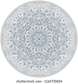 Vector abstract white decorative floral ethnic round ornamental illustration. 