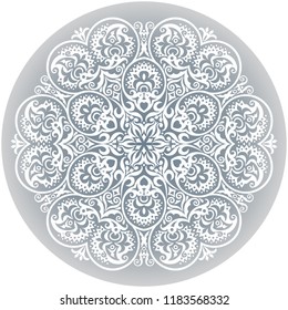 Vector abstract white decorative floral ethnic round ornamental illustration. 