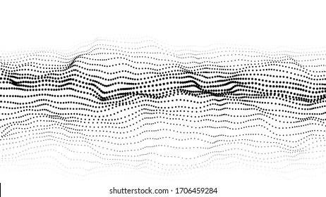 Vector abstract white futuristic background. Big data visualization. Digital dynamic wave of particles.