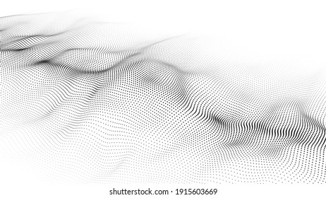 Vector abstract white futuristic background. Wave 3d. Big data. Futuristic vector illustration.