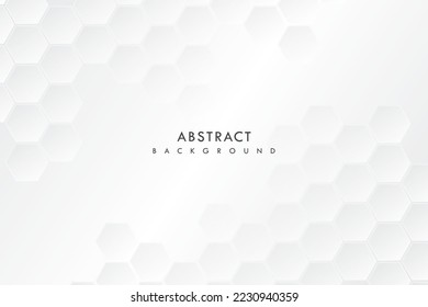 Vector abstract white and gray hexagon. Geometric background.