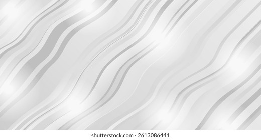 Vector abstract white and grey wave background. Smooth line background, blurred pattern. Light pale texture.