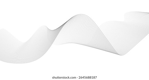 Vector abstract white light blend paper wave flow digital gradient transparent tech wave curve creative technology flowing smooth diagonal background. Modern creative wave lines glowing moving sound