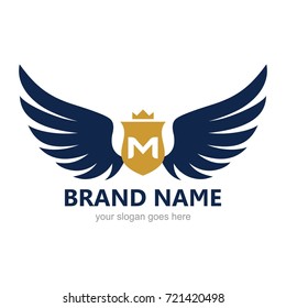 Vector abstract wing flying logo for company isolated