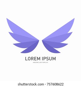 Vector abstract wing flying logo for company isolated