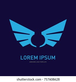 Vector abstract wing flying logo for company isolated