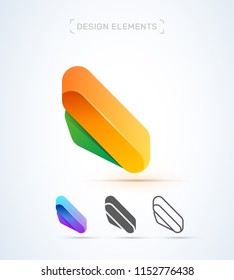 Vector abstract wing logo design elements. Material design, flat and line art style. Application icon.