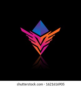 Vector abstract wing logo icon. Material design style