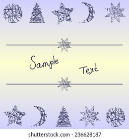 Vector abstract winter card with star moon and tree from wires