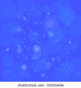 Vector Abstract Winter Snow  Blue Background. Abstract Winter Pattern.  Snowflakes Background