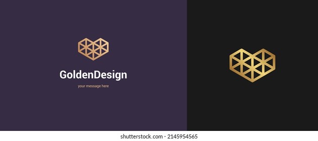 Vector abstract wire heart logo emblem design elegant modern minimal style vector illustration. Premium business geometric logotype symbol for corporate identity.