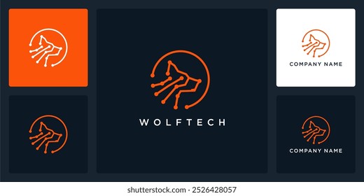 Vector abstract wolf of digital tech logo and icon design template, can be used in various media easily, editable
