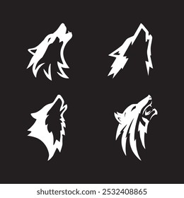 Vector abstract wolf head silhouette logo design