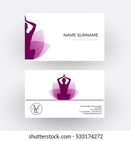 Vector abstract woman and flower, concept of spa, yoga and relax. Business card